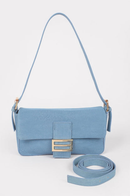 Denim Metal Buckle Shoulder Bag - All Season Fashion