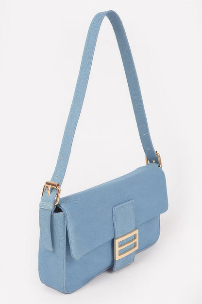 Denim Metal Buckle Shoulder Bag - All Season Fashion