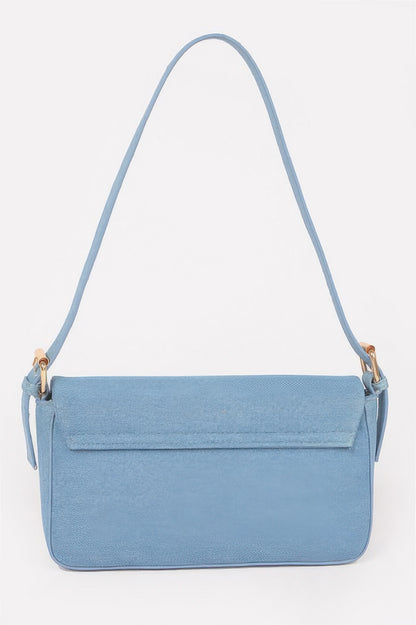 Denim Metal Buckle Shoulder Bag - All Season Fashion