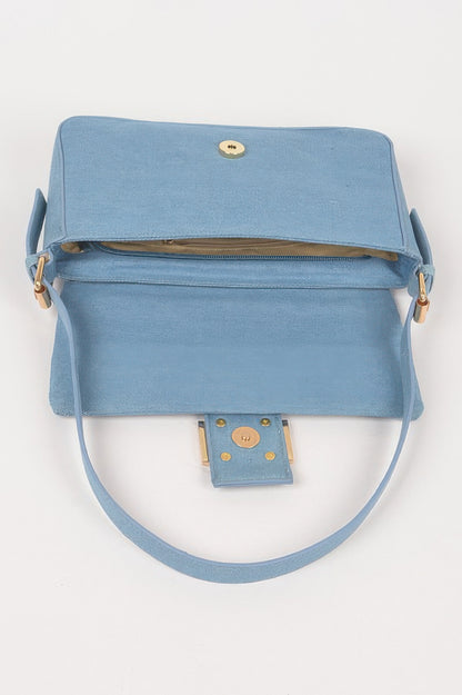 Denim Metal Buckle Shoulder Bag - All Season Fashion