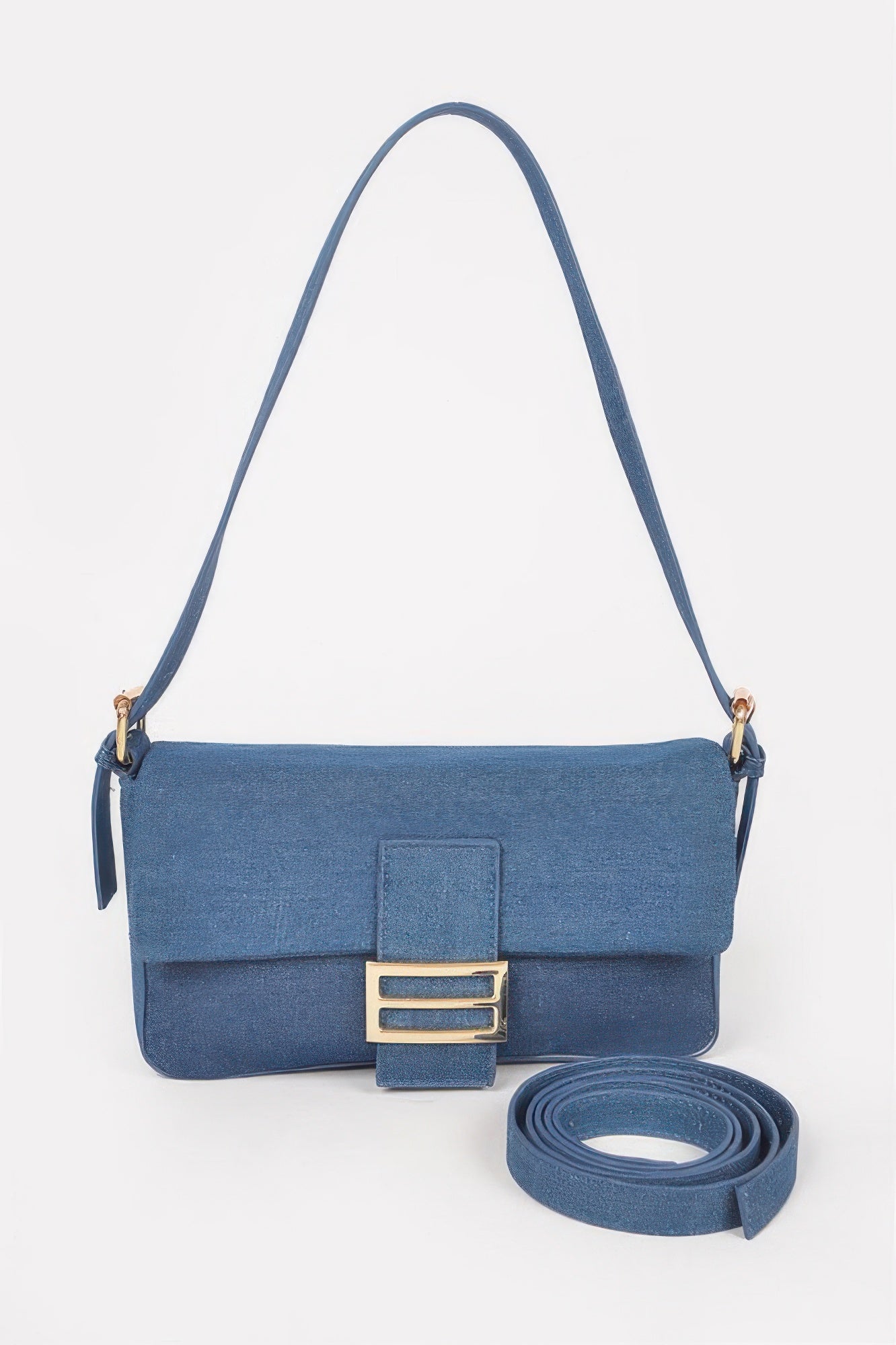 Denim Metal Buckle Shoulder Bag - All Season Fashion
