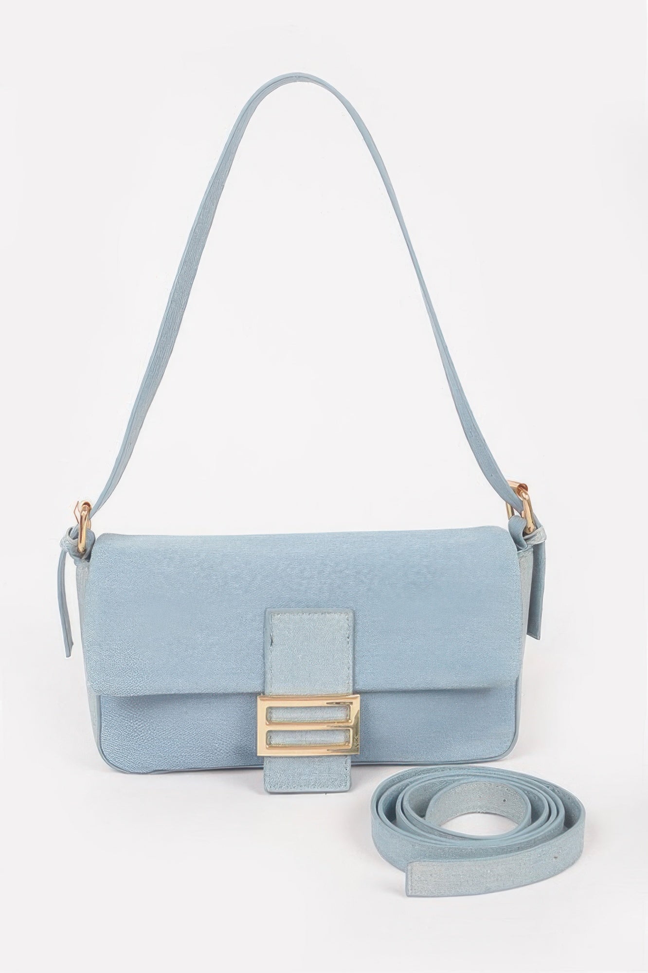 Denim Metal Buckle Shoulder Bag - All Season Fashion