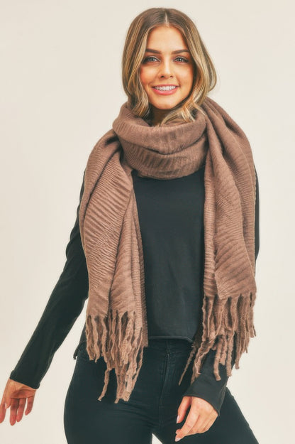 Solid Pleated Scarf - All Season Fashion