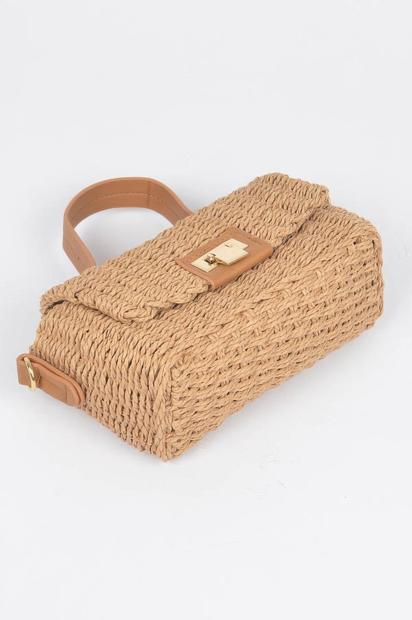 Faux Straw Top Handle Bag - All Season Fashion