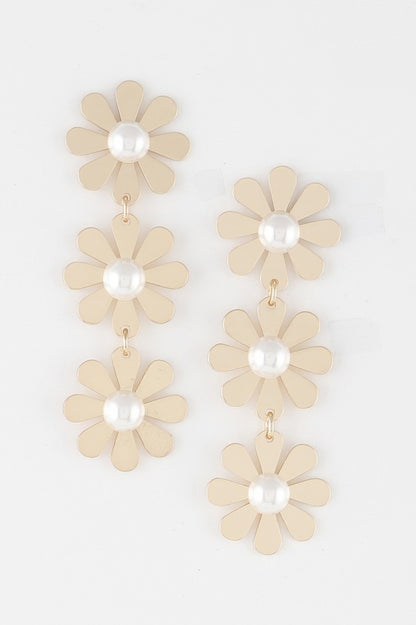 Triple Daisy Drop Earrings - All Season Fashion