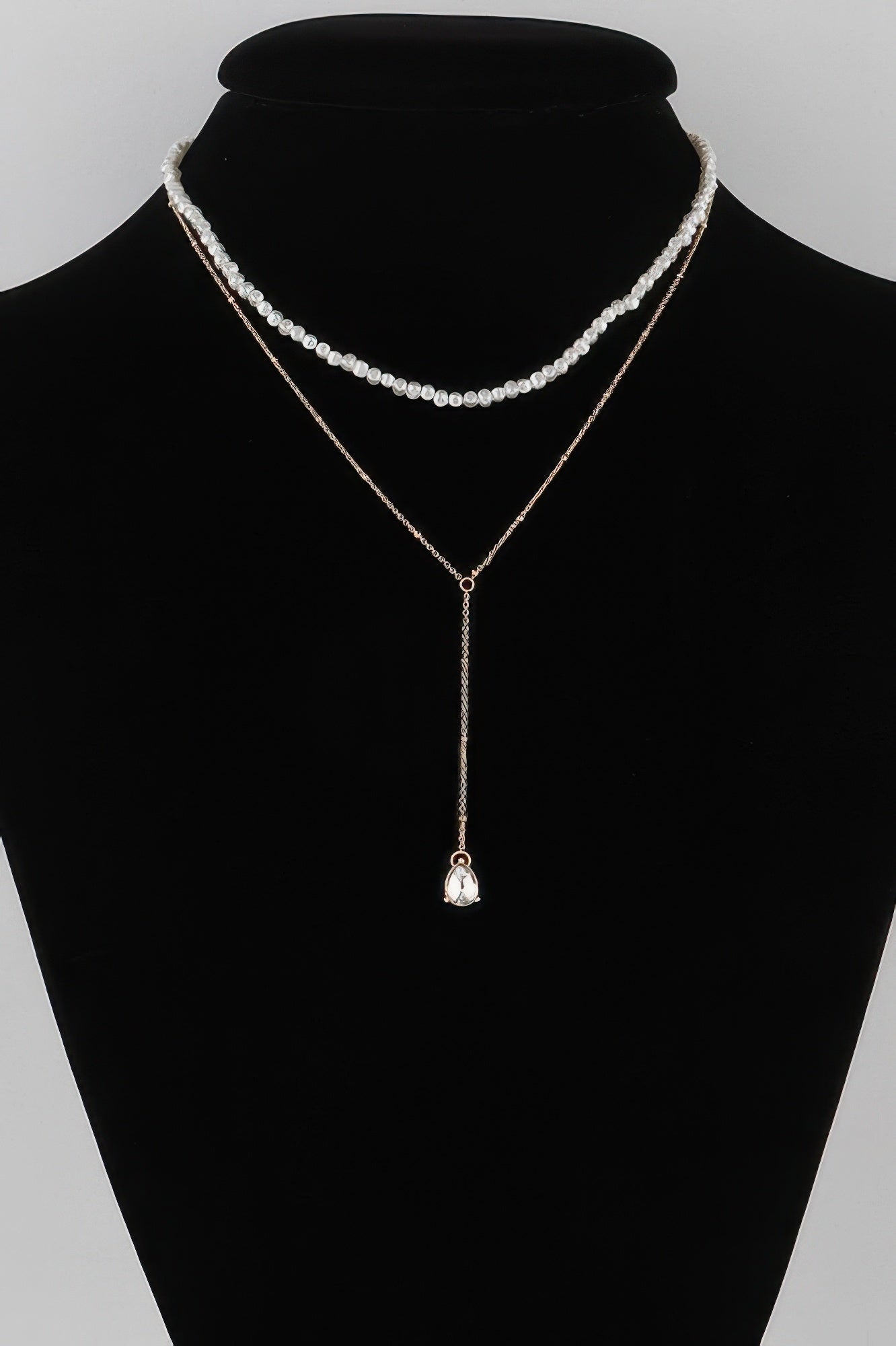 Double Pearl Teardrop Necklace - All Season Fashion