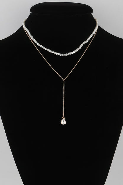 Double Pearl Teardrop Necklace - All Season Fashion