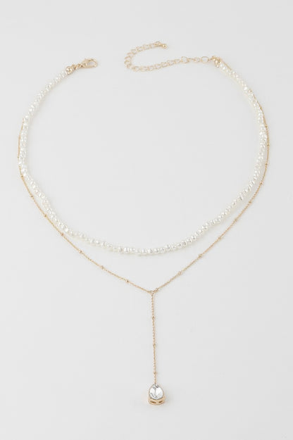 Double Pearl Teardrop Necklace - All Season Fashion