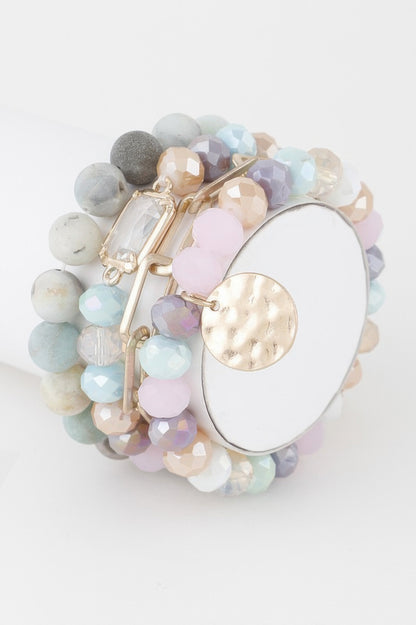 Multi Stone Crystal Beaded Bracelet - All Season Fashion
