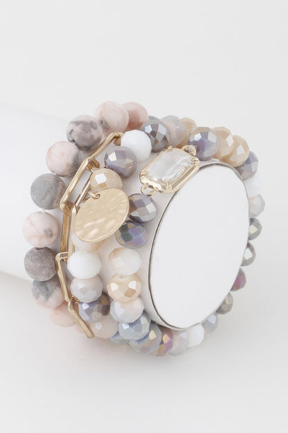 Multi Stone Crystal Beaded Bracelet - All Season Fashion