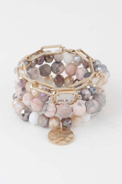 Multi Stone Crystal Beaded Bracelet - All Season Fashion