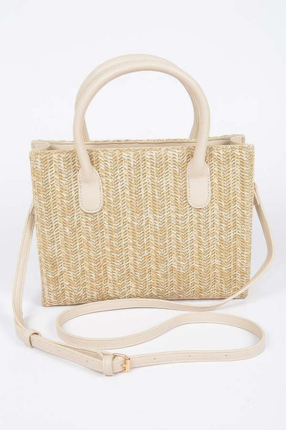 Vegan Faux Straw Mini Tote Bag - All Season Fashion