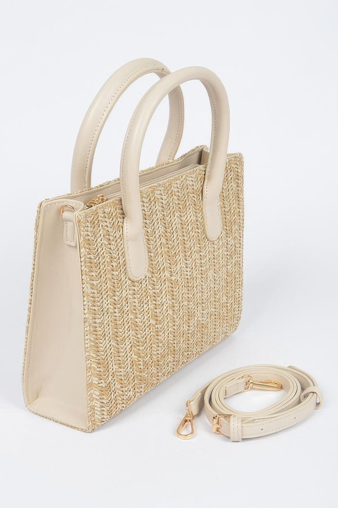 Vegan Faux Straw Mini Tote Bag - All Season Fashion