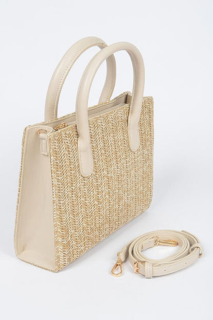 Vegan Faux Straw Mini Tote Bag - All Season Fashion
