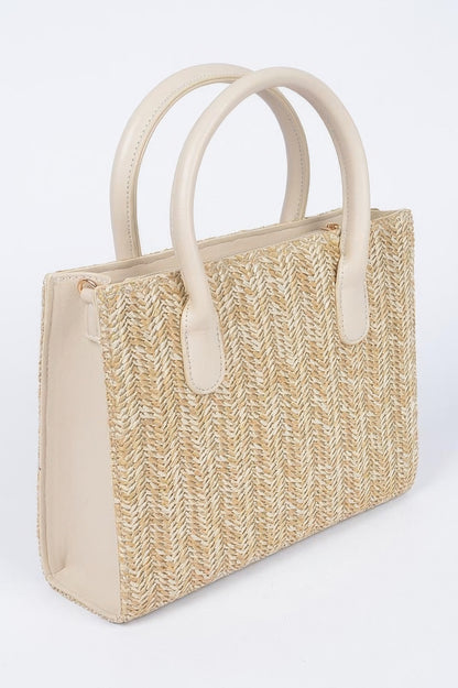 Vegan Faux Straw Mini Tote Bag - All Season Fashion
