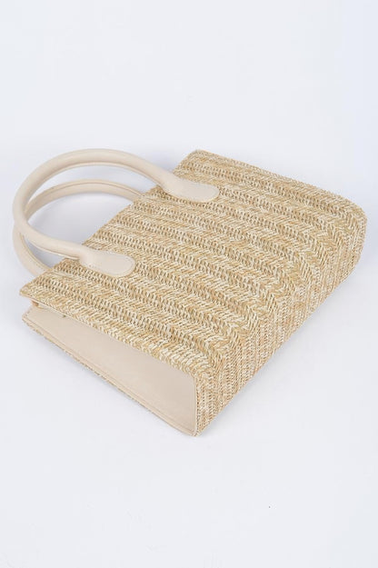 Vegan Faux Straw Mini Tote Bag - All Season Fashion