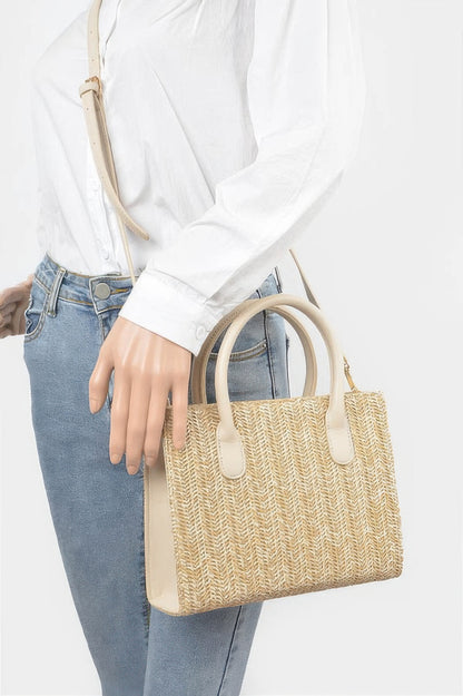 Vegan Faux Straw Mini Tote Bag - All Season Fashion