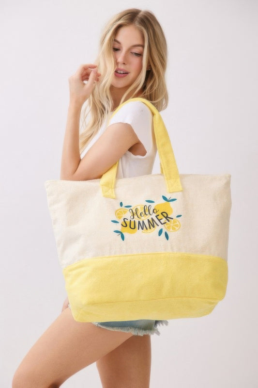Hello Summer Terry Tote - All Season Fashion