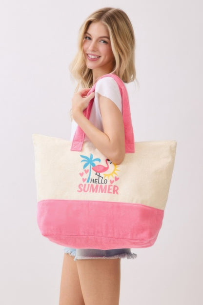 Hello Summer Terry Tote - All Season Fashion