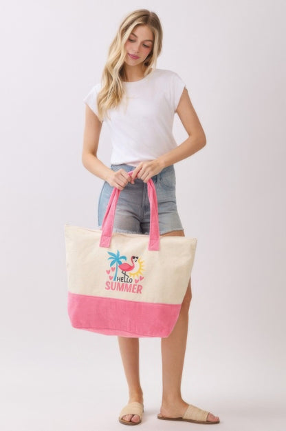 Hello Summer Terry Tote - All Season Fashion