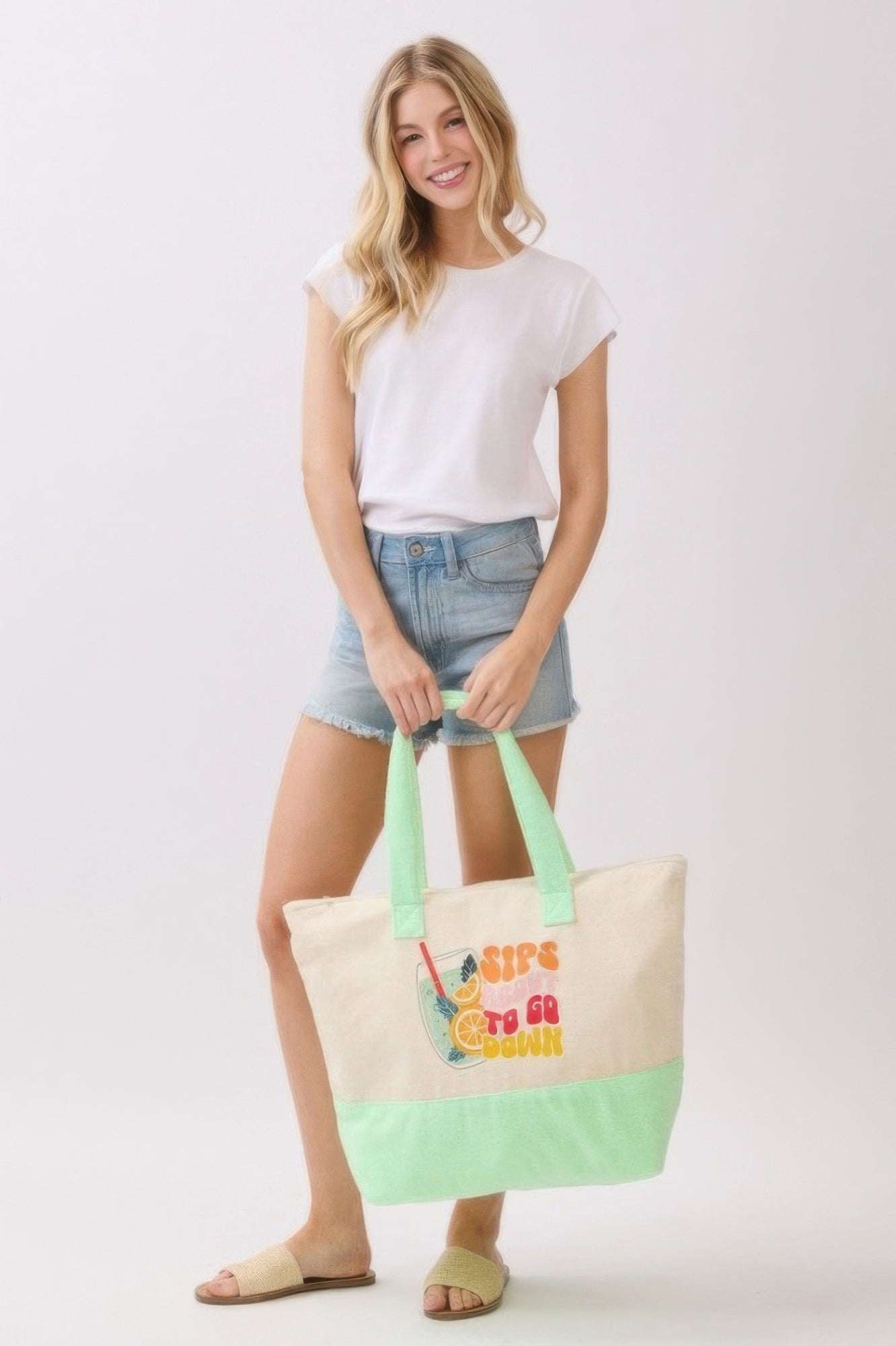 Sips About To Go Down Terry Tote - All Season Fashion
