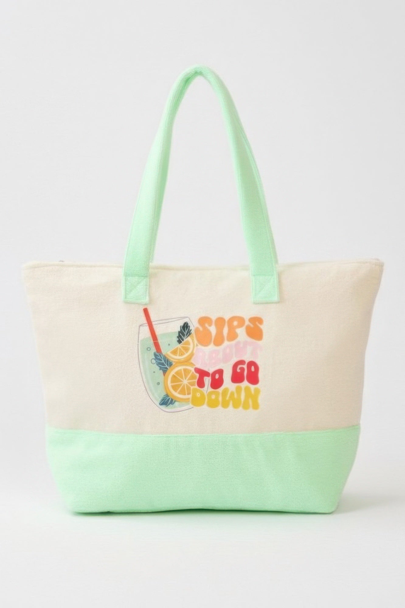 Sips About To Go Down Terry Tote - All Season Fashion