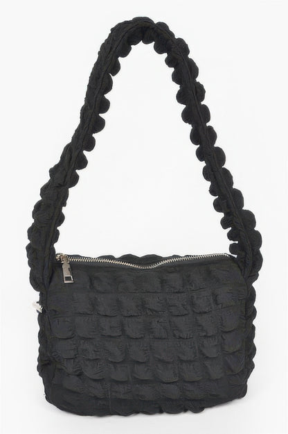 Embossed Cotton Shoulder Bag - All Season Fashion