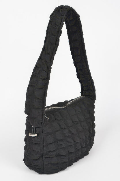 Embossed Cotton Shoulder Bag - All Season Fashion