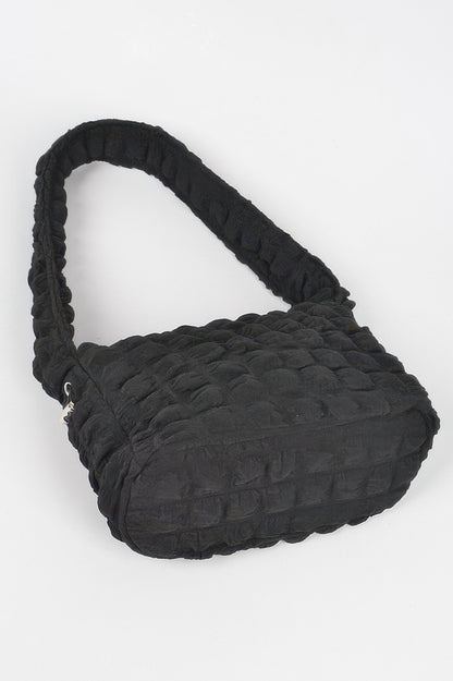 Embossed Cotton Shoulder Bag - All Season Fashion