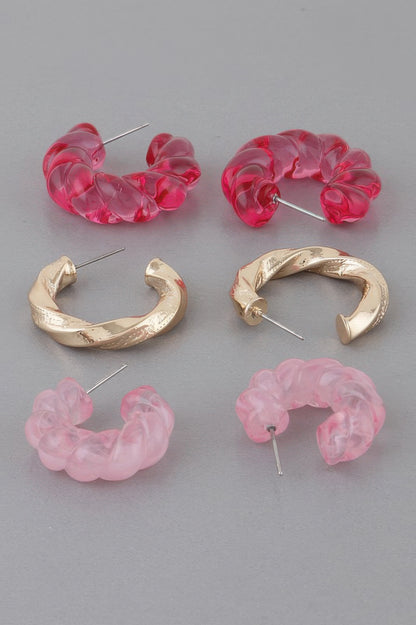 Multi Twisted Hoop Earrings Set - All Season Fashion