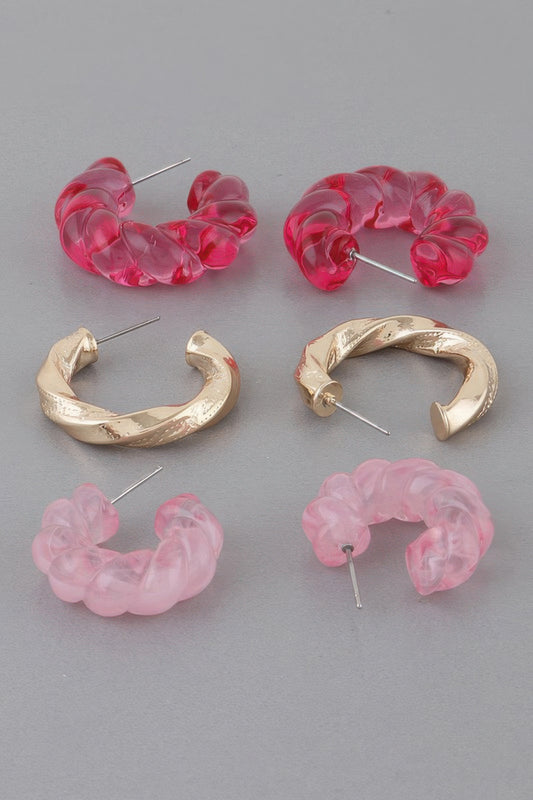 Multi Twisted Hoop Earrings Set - All Season Fashion