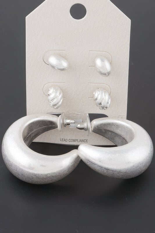 Textured Seashell Earrings Set - All Season Fashion