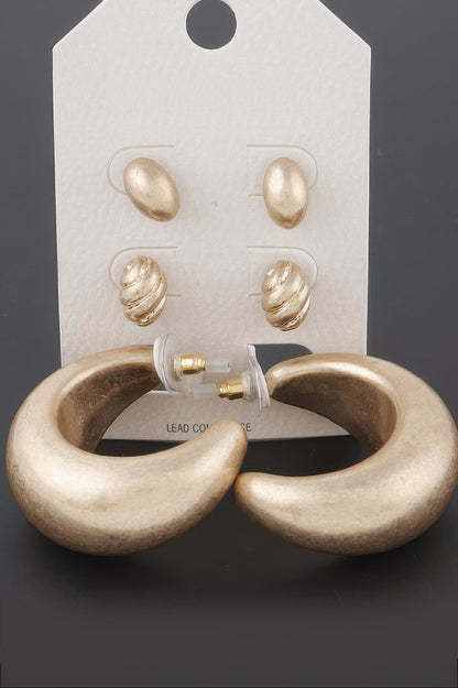 Textured Seashell Earrings Set - All Season Fashion
