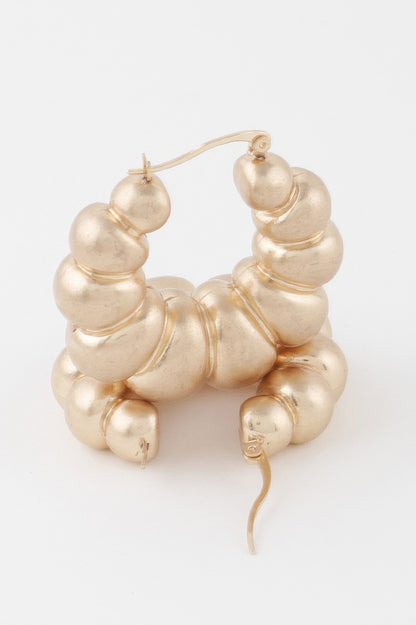 Bead Crescent Hoop Earrings - All Season Fashion