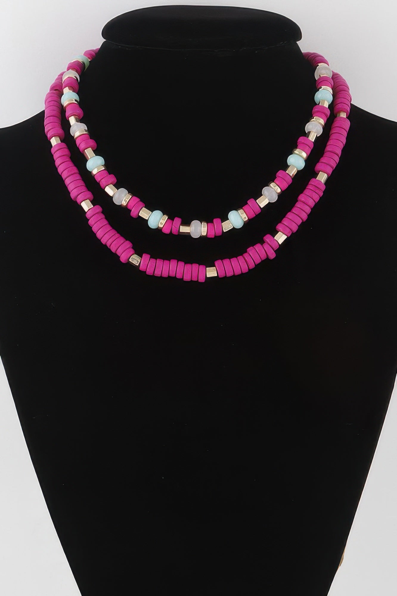 Two Toned Layered Disk Necklace - All Season Fashion