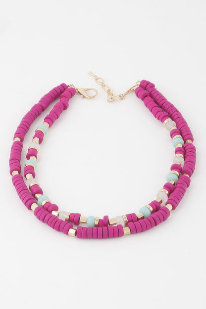 Two Toned Layered Disk Necklace - All Season Fashion
