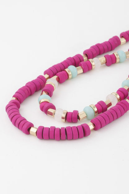 Two Toned Layered Disk Necklace - All Season Fashion