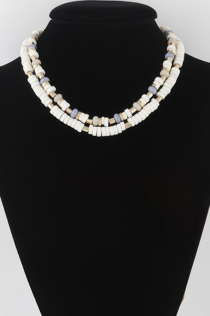 Two Toned Layered Disk Necklace - All Season Fashion