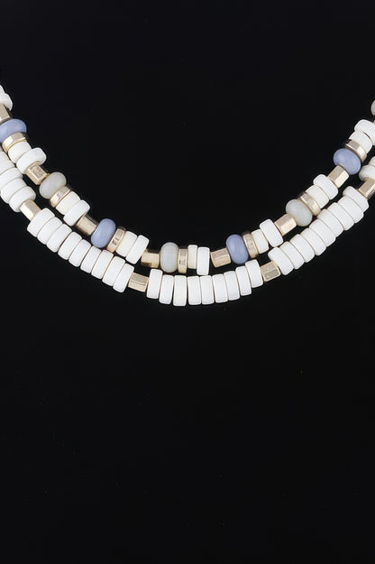 Two Toned Layered Disk Necklace - All Season Fashion