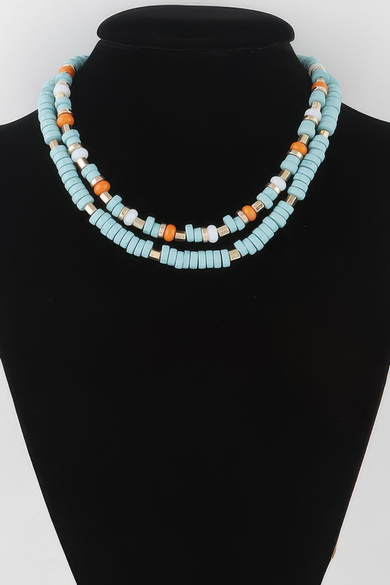Two Toned Layered Disk Necklace - All Season Fashion
