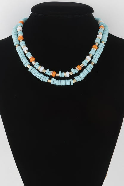 Two Toned Layered Disk Necklace - All Season Fashion