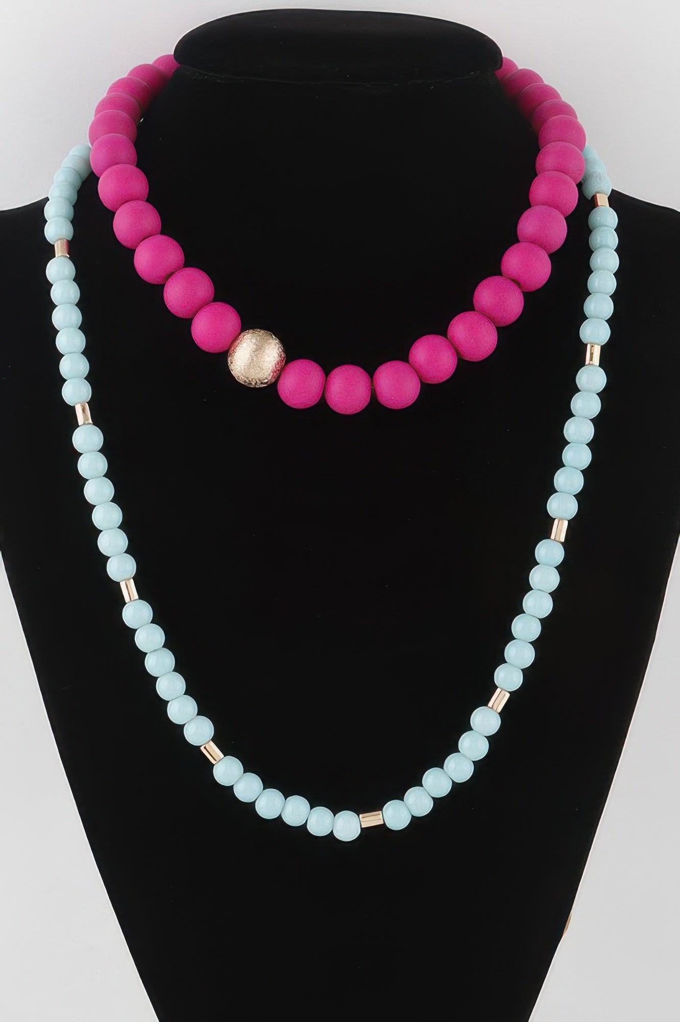 Two Toned Beaded Long Necklace - All Season Fashion