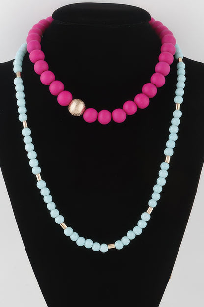 Two Toned Beaded Long Necklace - All Season Fashion