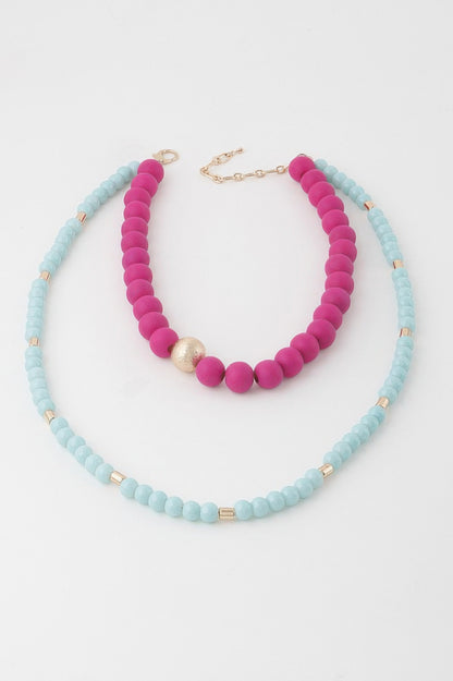 Two Toned Beaded Long Necklace - All Season Fashion