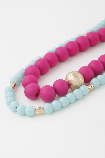 Two Toned Beaded Long Necklace - All Season Fashion