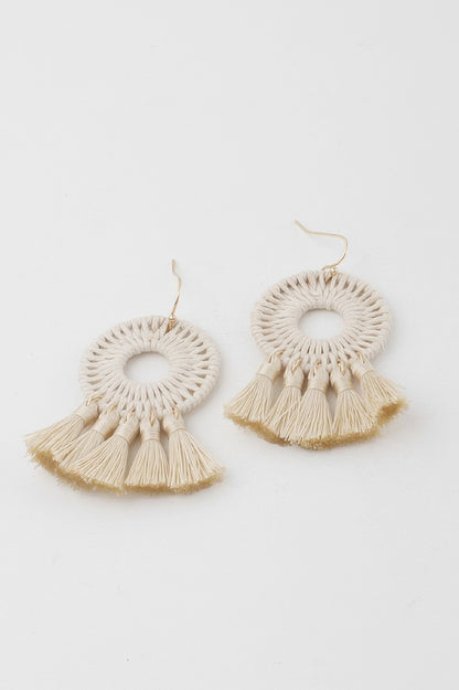 Weaved Tassel Disk Earrings - All Season Fashion
