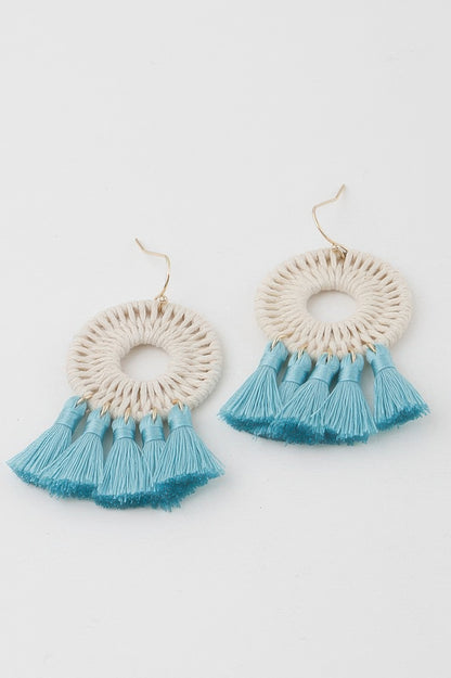Weaved Tassel Disk Earrings - All Season Fashion
