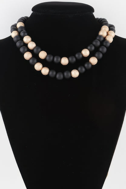 Two Toned Bead Necklace - All Season Fashion
