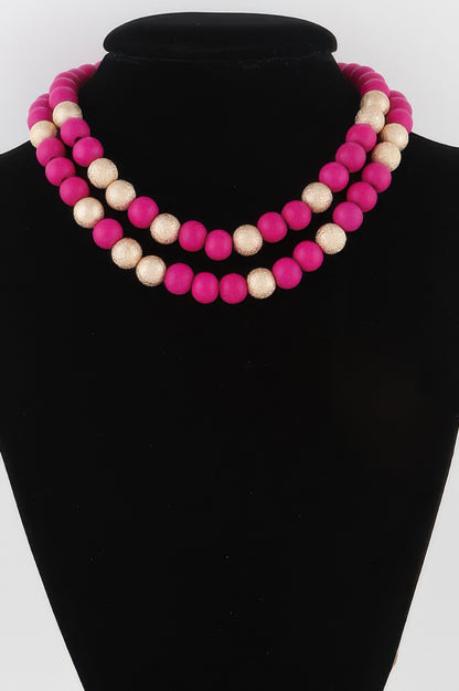 Two Toned Bead Necklace - All Season Fashion