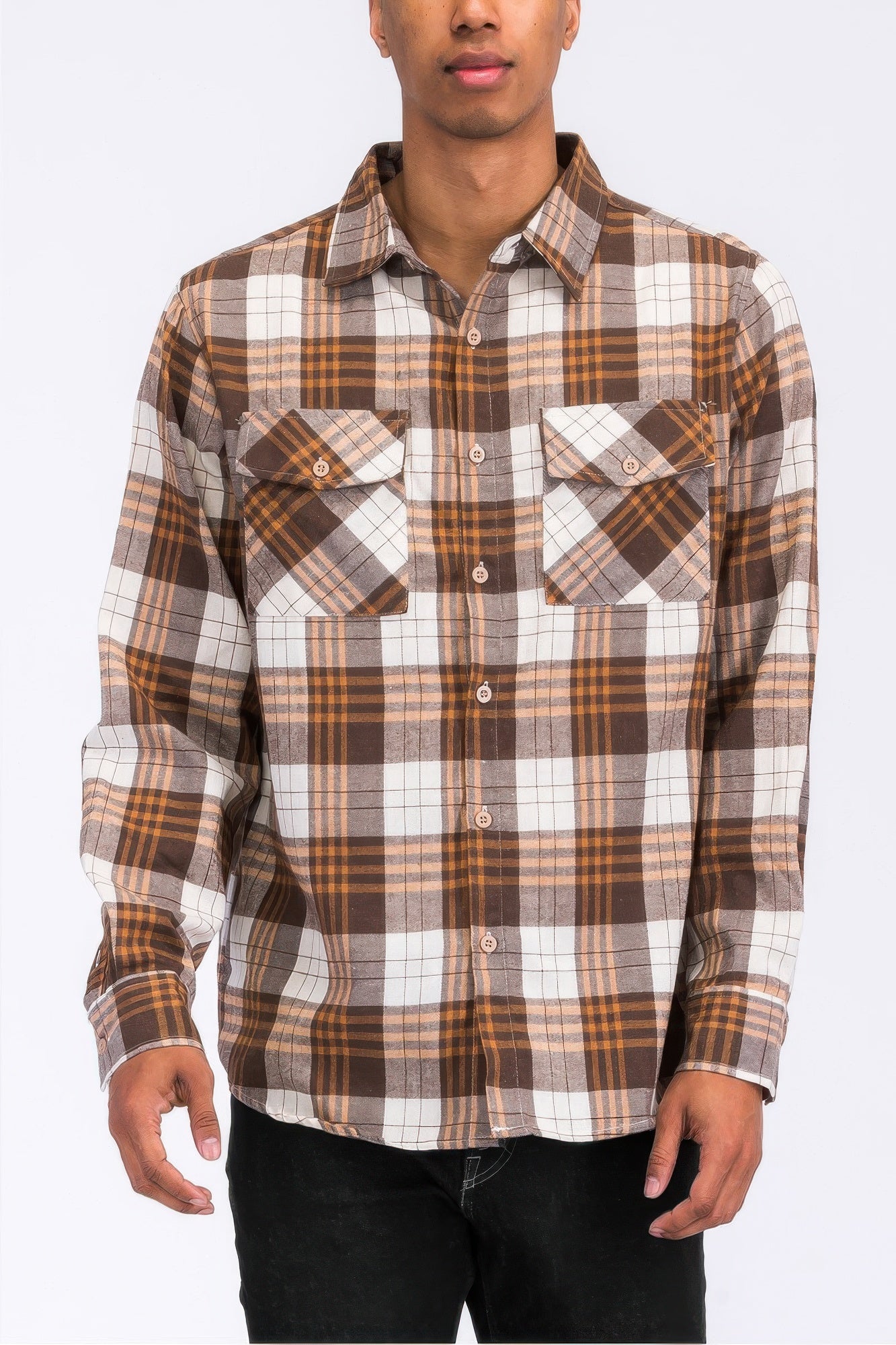 Regular Fit Checker Plaid Flannel Long Sleeve - All Season Fashion